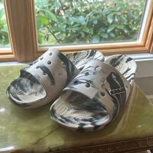 Crocs Classic Marbled Slides Black & White Size 12 M